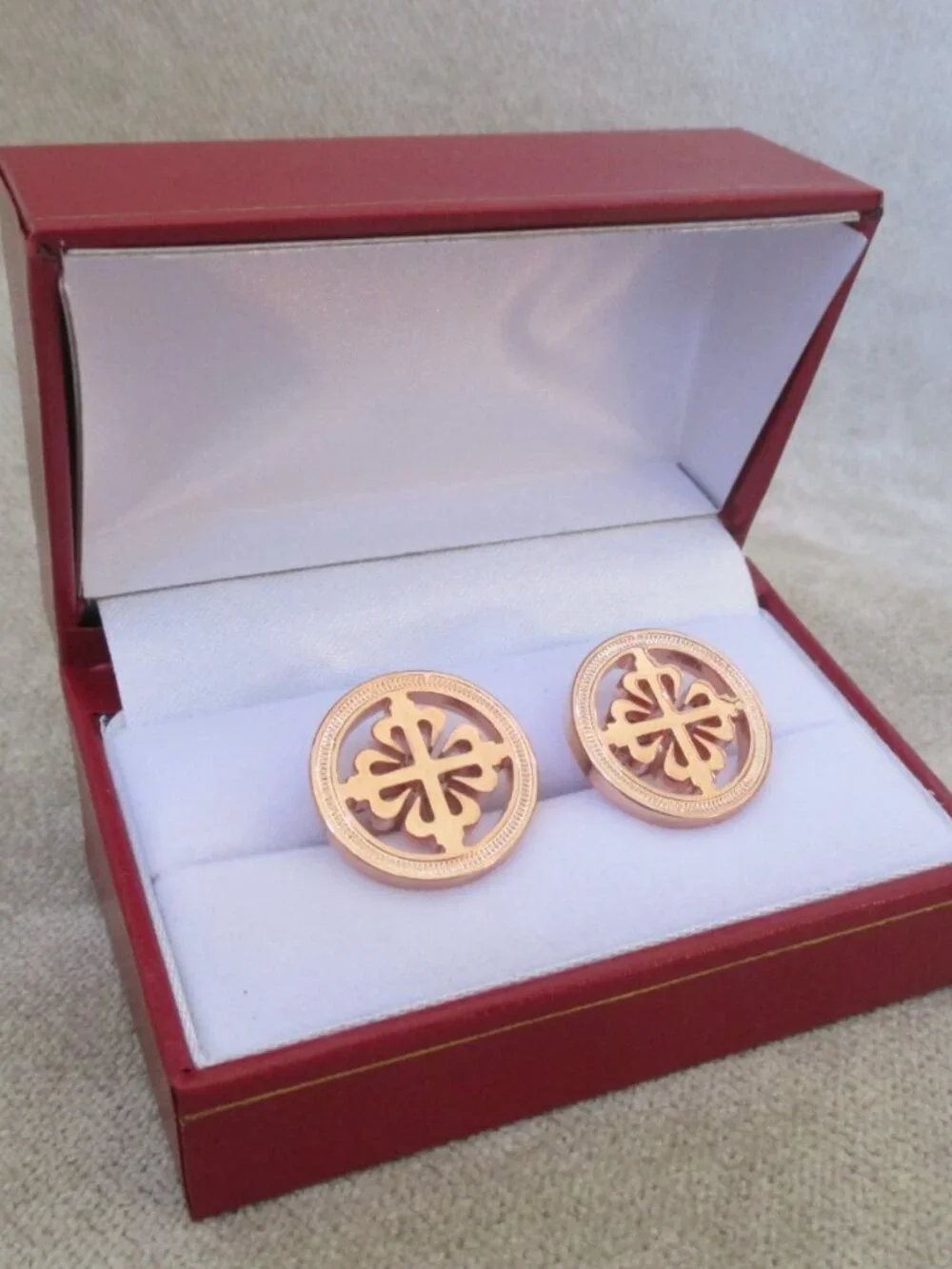 Patek Philippe Coin Edge Style Concessionaires Cufflinks Rose Gold